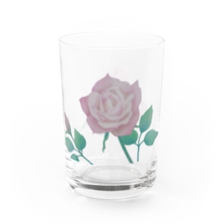 ピンクのバラ （水彩） Water Glass