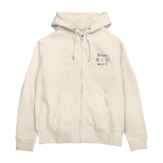 Baby & Wolf 手書きデザイン Zip Hoodie