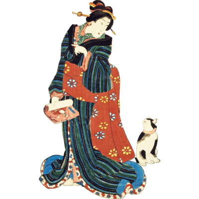美女の言いつけを聞く猫
