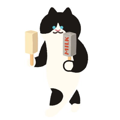 ミルクアイスをまじめに運ぶねこ