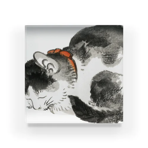 日本画 Ukiyoe 眠り猫 アクリルブロック