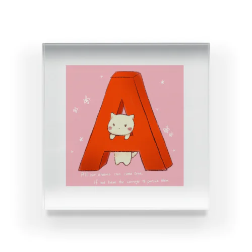 アルファベットにゃんこ「A」 Acrylic Block