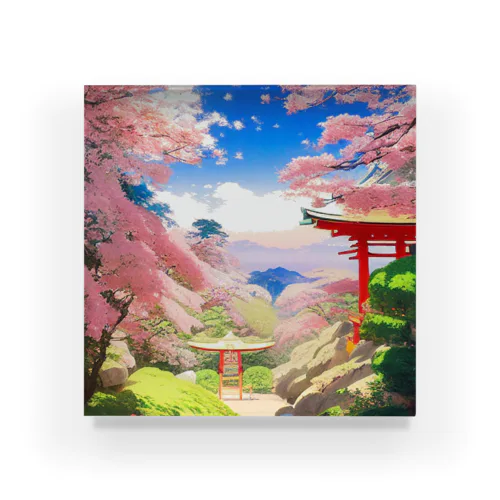 桜・鳥居・青空　その１ Acrylic Block