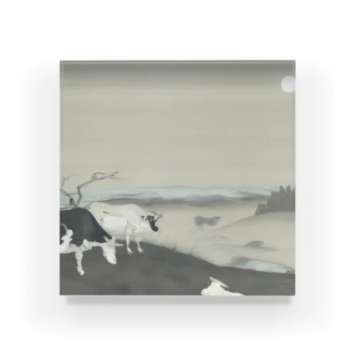 牛のいる静かな風景 Acrylic Block