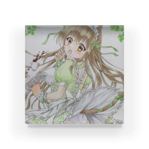 ギンガムチェックのメイドさん Acrylic Block