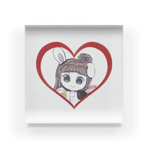 💗くりぬきハートみーこ💗 Acrylic Block