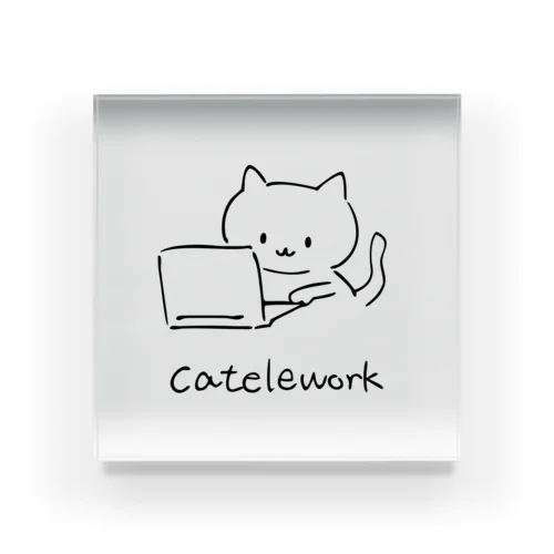 catelework テレワークネコ Acrylic Block