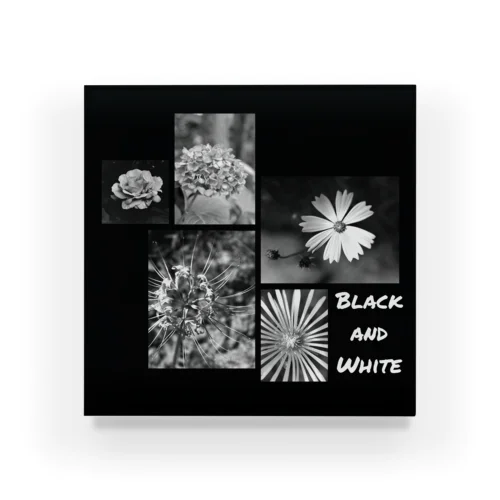 Black and White Flowers Acrylic Block