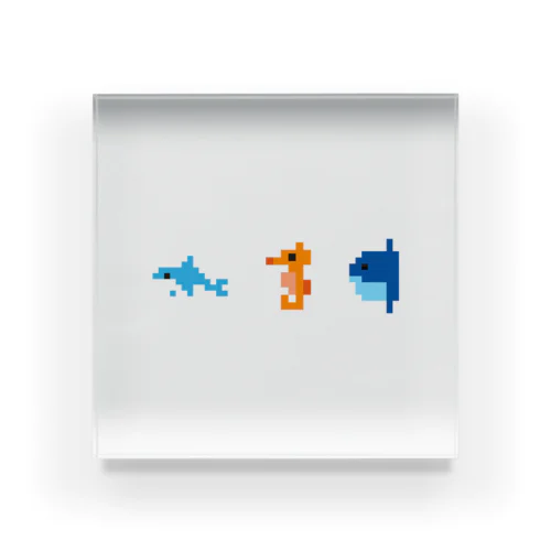 粗ドット絵・海の生き物シリーズ アクリルブロック