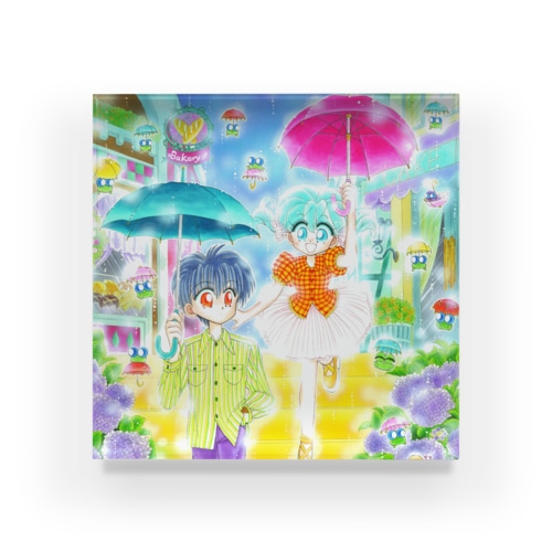 雨の日もHAPPY Acrylic Block