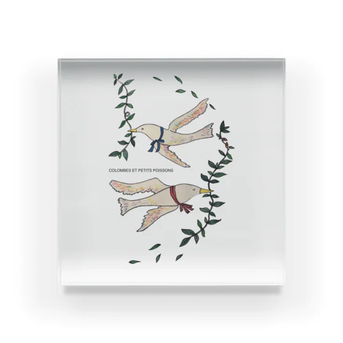 COLOMBES ET PETITS POISSONS Acrylic Block