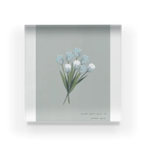 💐 mint green gray × white gray blue . Acrylic Block