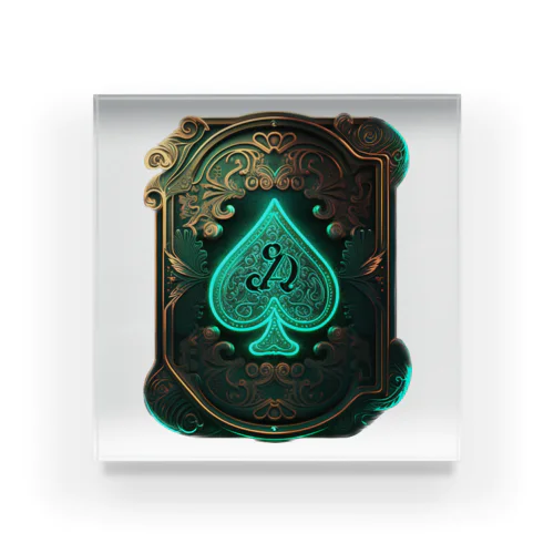 Neon Poker Card Acrylic Block