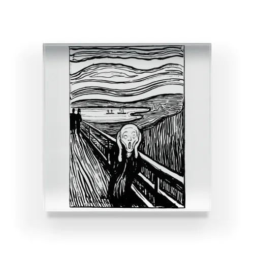 ムンク　叫び　Munch / The Scream リトグラフ　 Acrylic Block