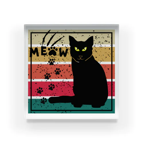 black cat meow paw signature アクリルブロック