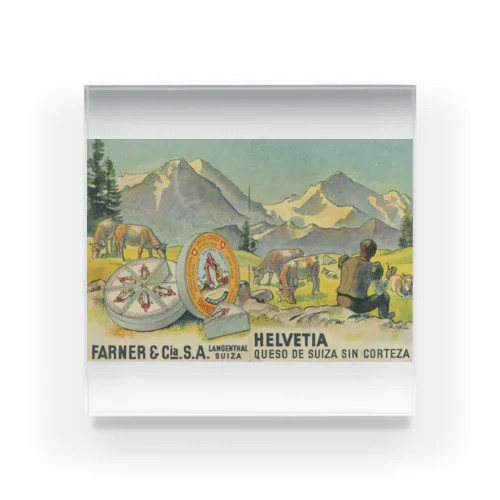 スペインで販売されたスイスチーズ 1950年代　リトグラフ Acrylic Block