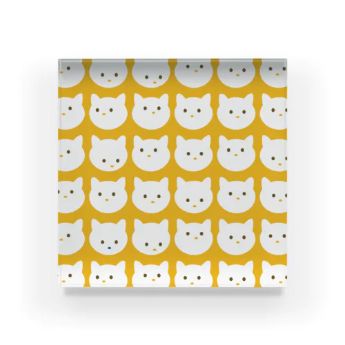 Dot Cat Daily_Square（イエロー） アクリルブロック