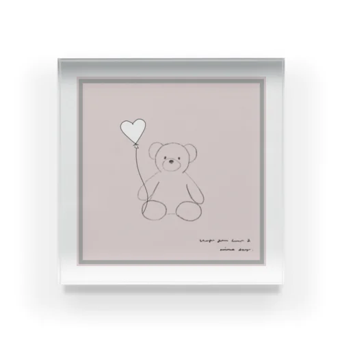 🧸 Bear and heart white balloon . アクリルブロック