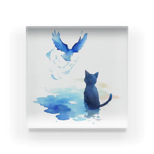 黒猫と青い鳥 Acrylic Block