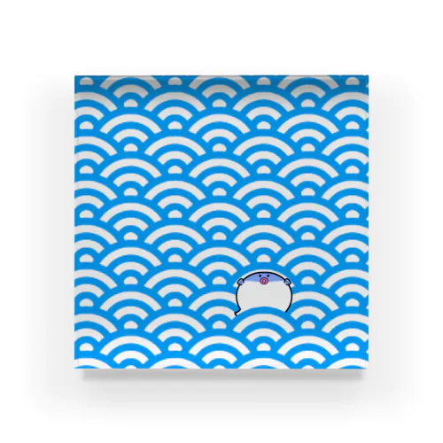 青海波（せいがいは）柄＋フグくん Acrylic Block