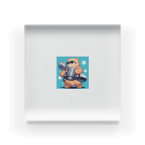 筋トレするサングラスくまさん Acrylic Block