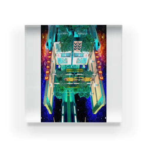 鏡面反射のガススタンドカフェ　Model「Victoria_Regen」 Acrylic Block