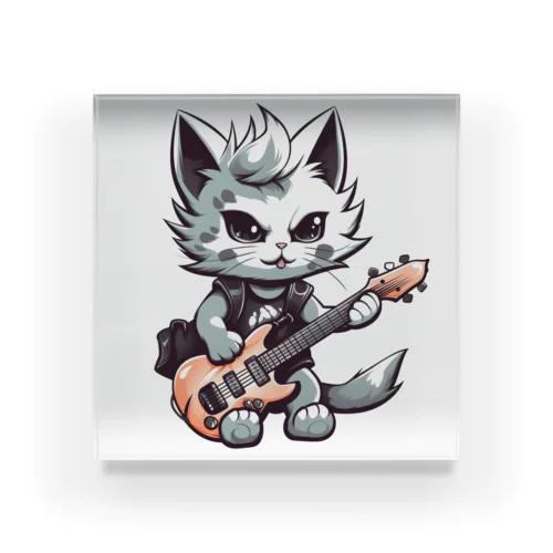 可愛いギターのネコちゃん アクリルブロック