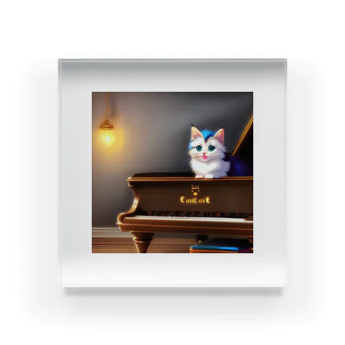 子猫ピアニスト-2 アクリルブロック