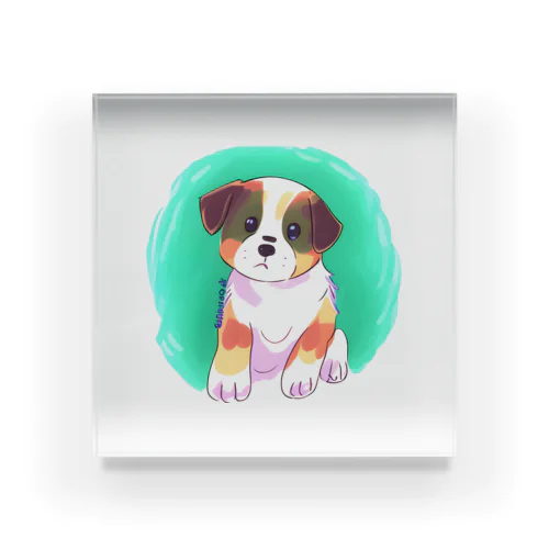 アニメ風な可愛らしい犬のイラストグッズ Acrylic Block