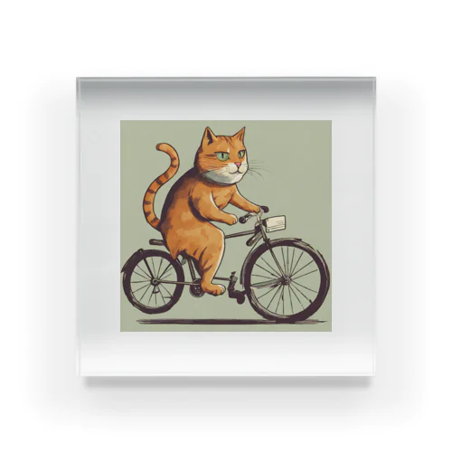 自転車に乗る猫 アクリルブロック