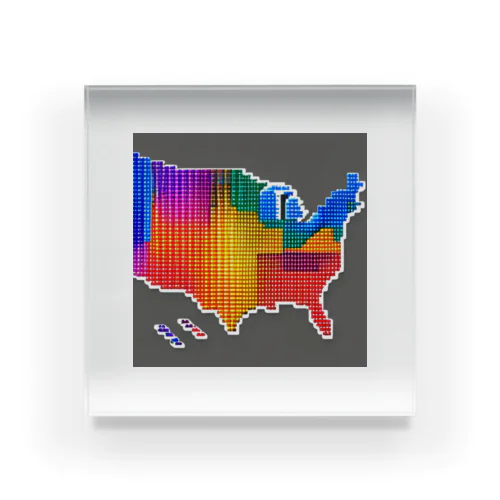 アメリカ大陸のピクセルアート アクリルブロック
