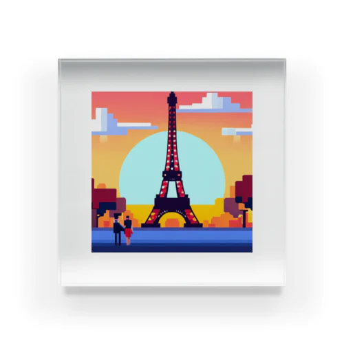 フランスの風景のピクセルアート アクリルブロック