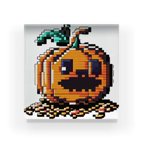 ドット絵のハロウィンかぼちゃのおばけ Acrylic Block