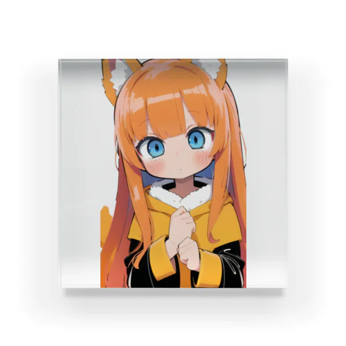 キュートなオレンジ髪のキツネの女子 Acrylic Block