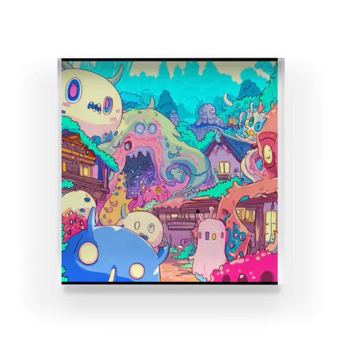 ハチャメチャモンスターの町 Acrylic Block