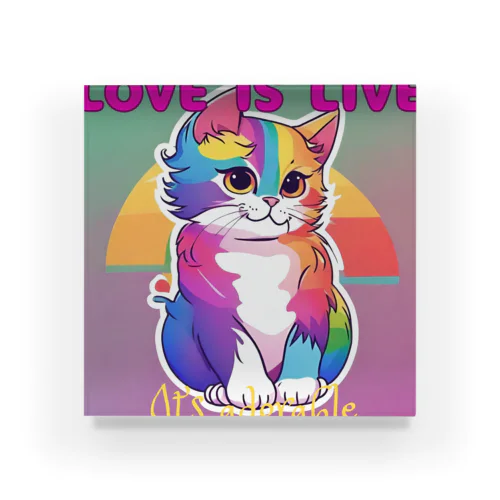 An LGBTQ cat Acrylic Block