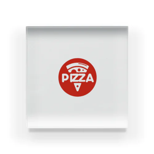 シンプルなPIZZAロゴ入りデザイン Acrylic Block