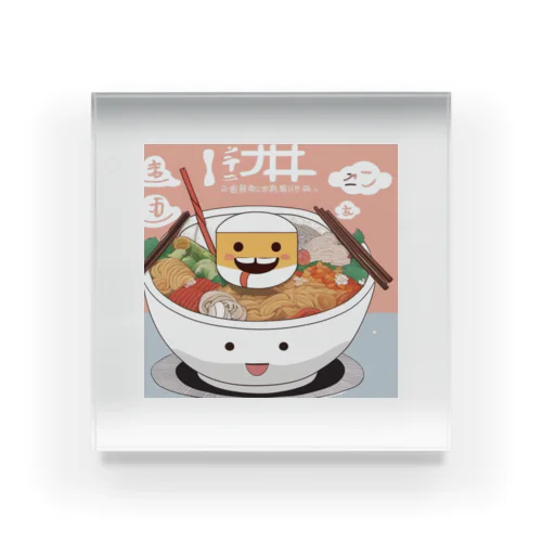 ラーメンと豆腐折り紙風 Acrylic Block