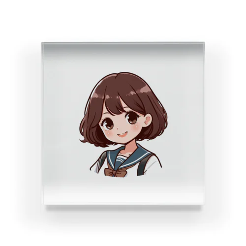 ボブヘアのかわいい女の子 アクリルブロック