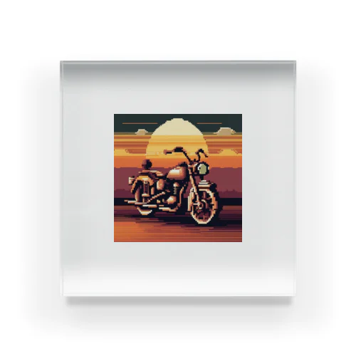 レトロバイクドット　夕日編　№３ Acrylic Block