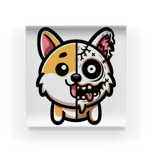 かわいい芝犬グッズ　ゾンビ化 アクリルブロック