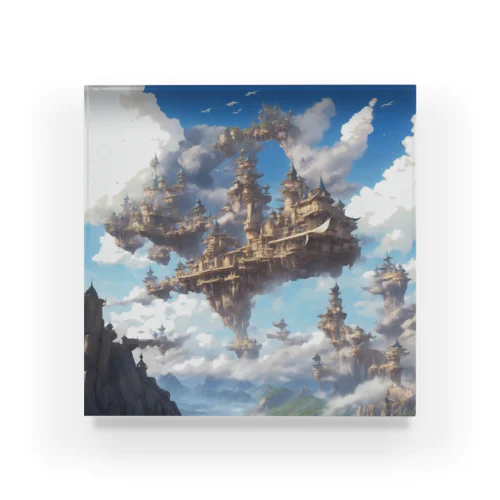 空に浮かぶ島のファンタジーグッズ Acrylic Block