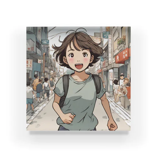 走る元気な女の子 Acrylic Block