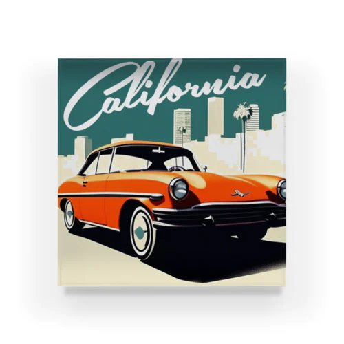 カリフォルニアのオレンジの車 Acrylic Block