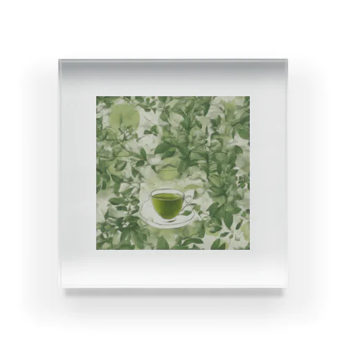 グリーンティーのアート　green tea art アクリルブロック