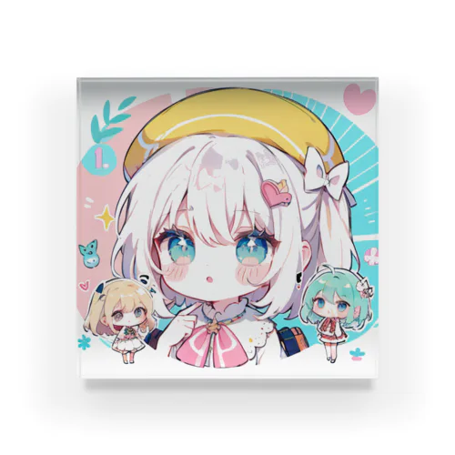 帽子を被る女の子 Acrylic Block