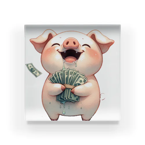 資本主義の豚「お金大好き」 Acrylic Block