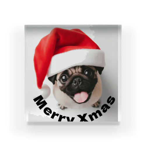 Xmas Pug アクリルブロック