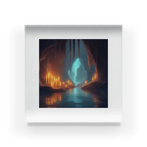 幻想の灯り 洞窟のキャンドルアートFantasia Illumination: Cave Candle Art アクリルブロック