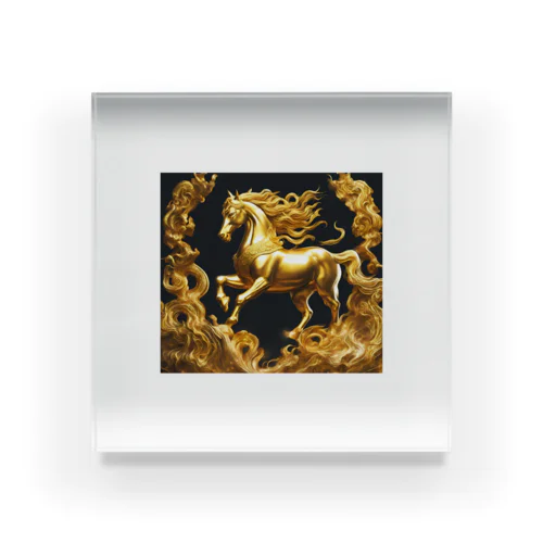 GOLD HORSE  Acrylic Block